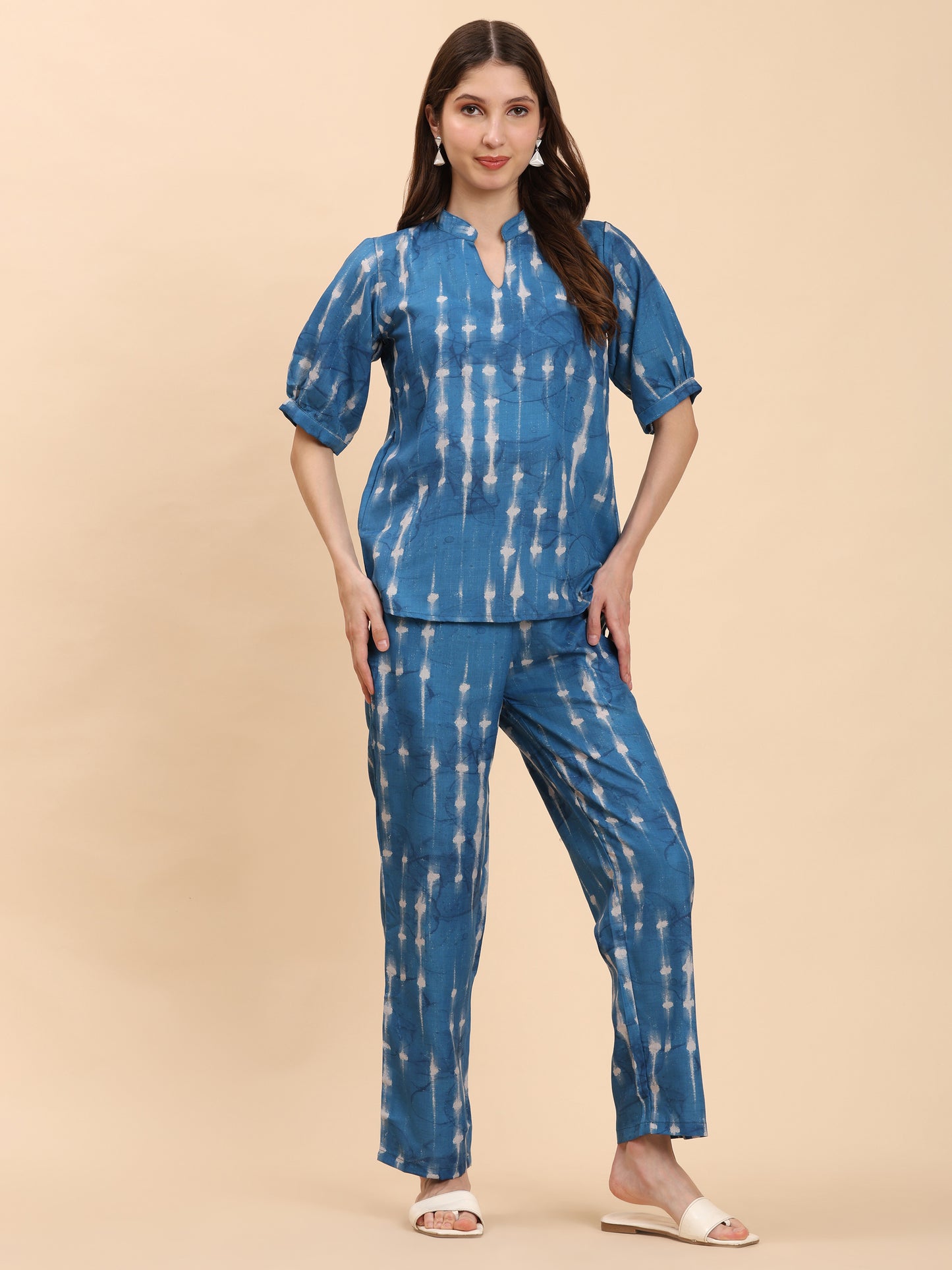 Noia Indigo Short Sleeve Top with Trousers