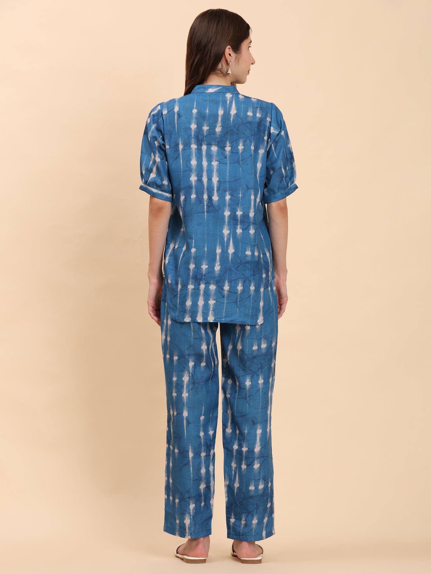 Noia Indigo Short Sleeve Top with Trousers