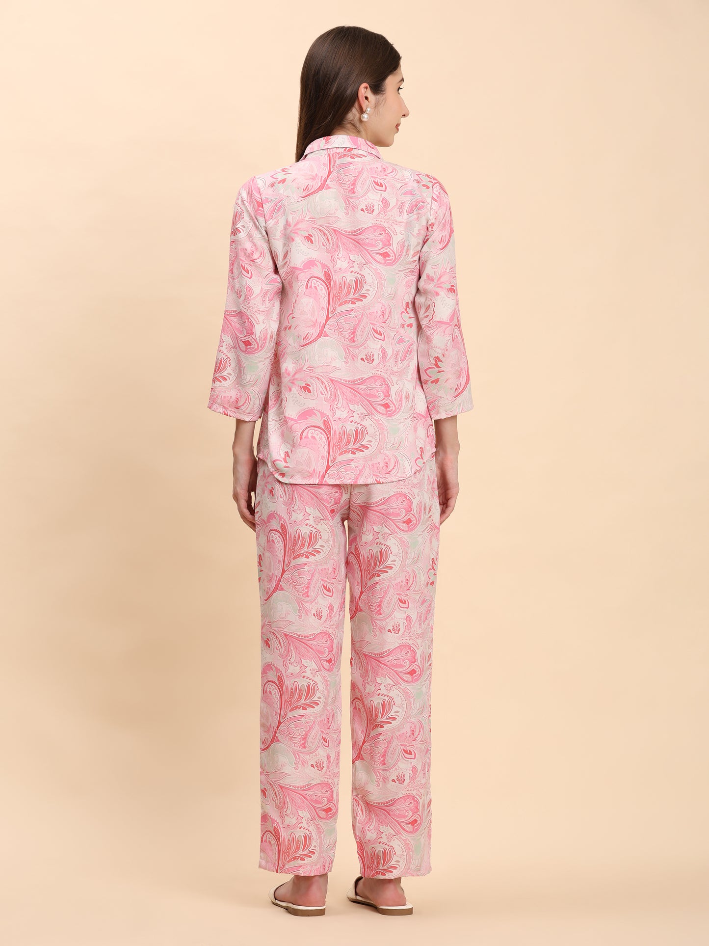 Noia Pink & White Paisley Shirt with Trousers