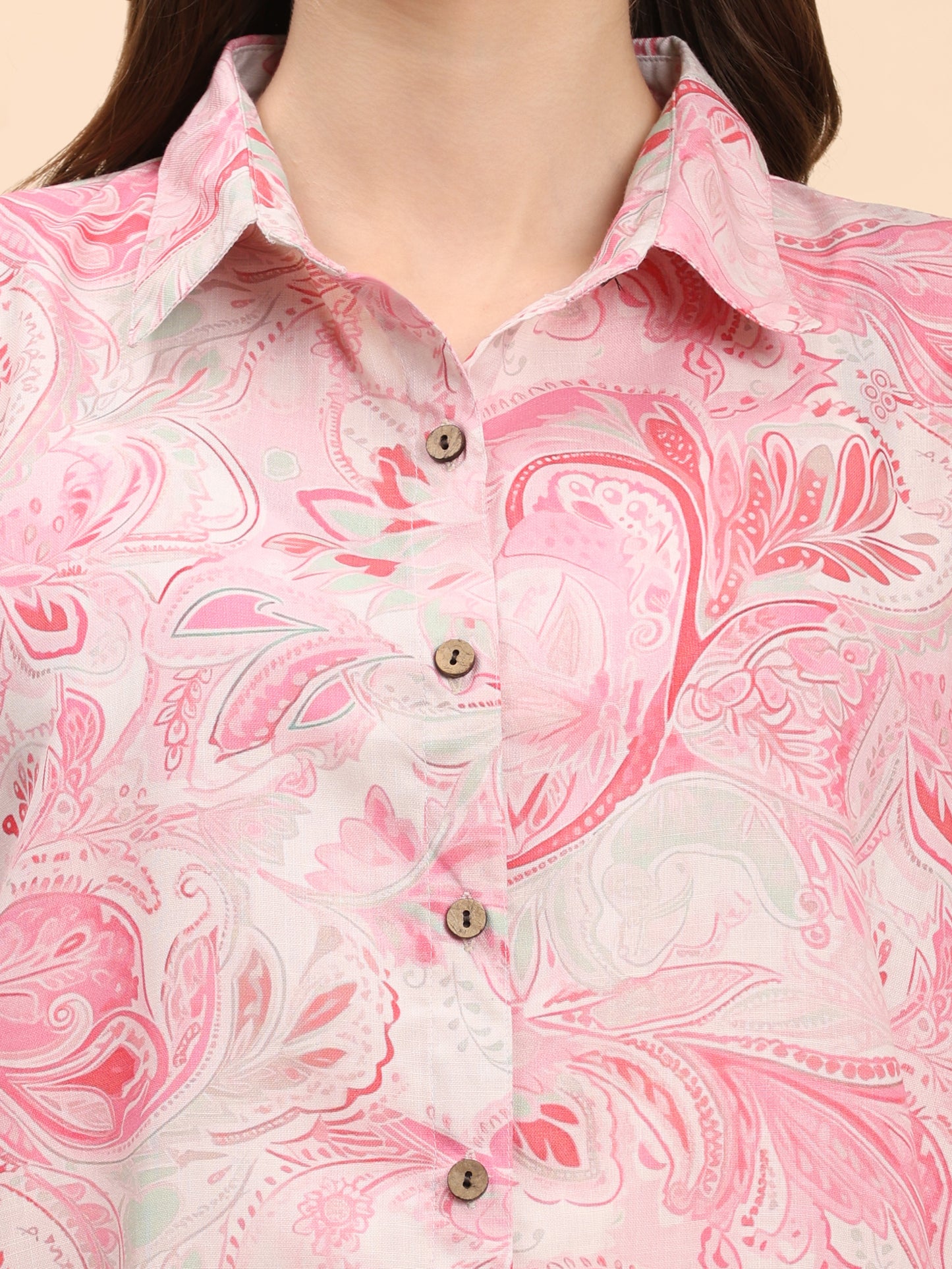 Noia Pink & White Paisley Shirt with Trousers