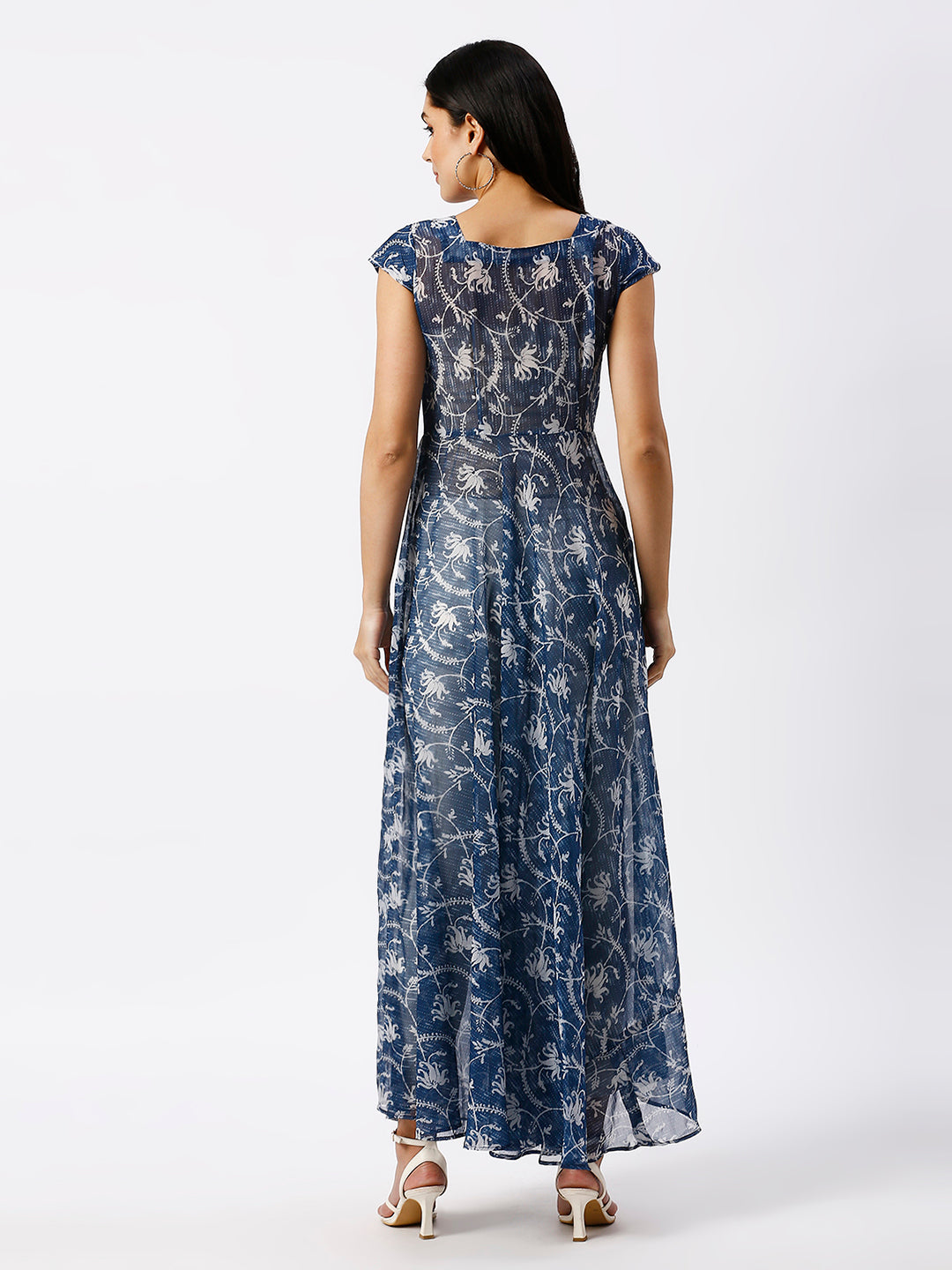 Noia Women Indigo Printed A-Line Maxi Dress