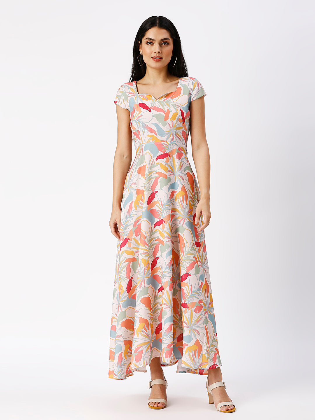 Noia Women Abstract Floral Printed A-Line Maxi Dress