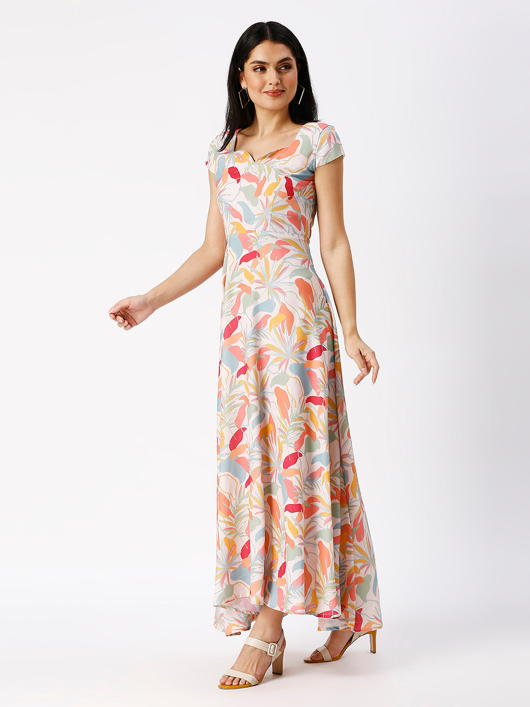Noia Women Abstract Floral Printed A-Line Maxi Dress