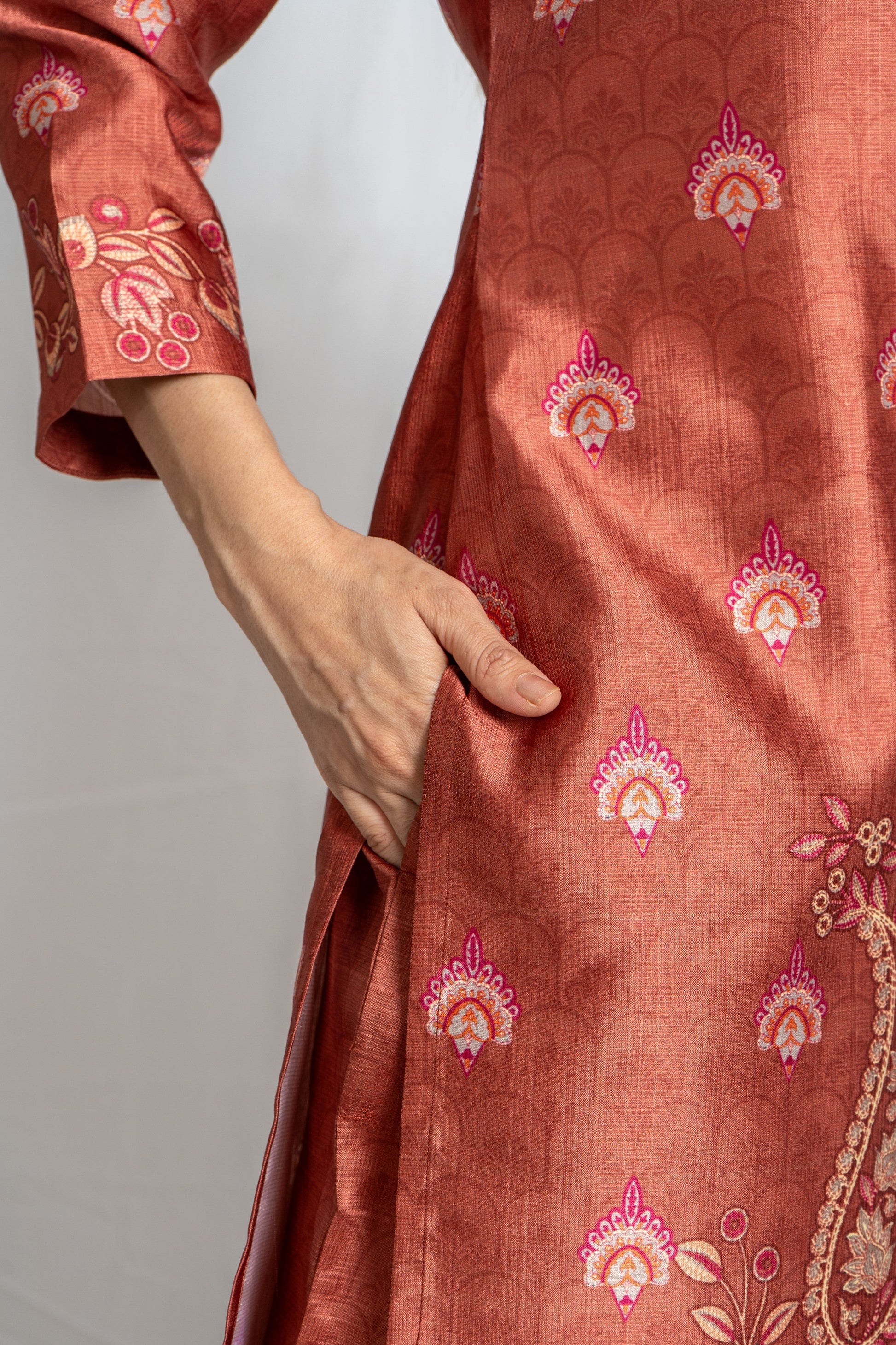 Rust Keyhole Neck Premium Co-Ord Set for Women | Kanika Collection Noia