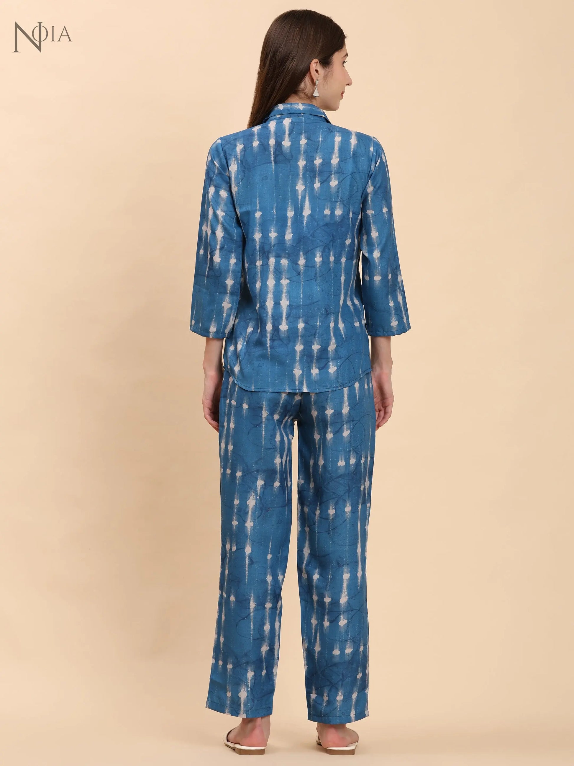 Indigo Shibori Print Co-Ord Set – Shirt & Trousers Noia