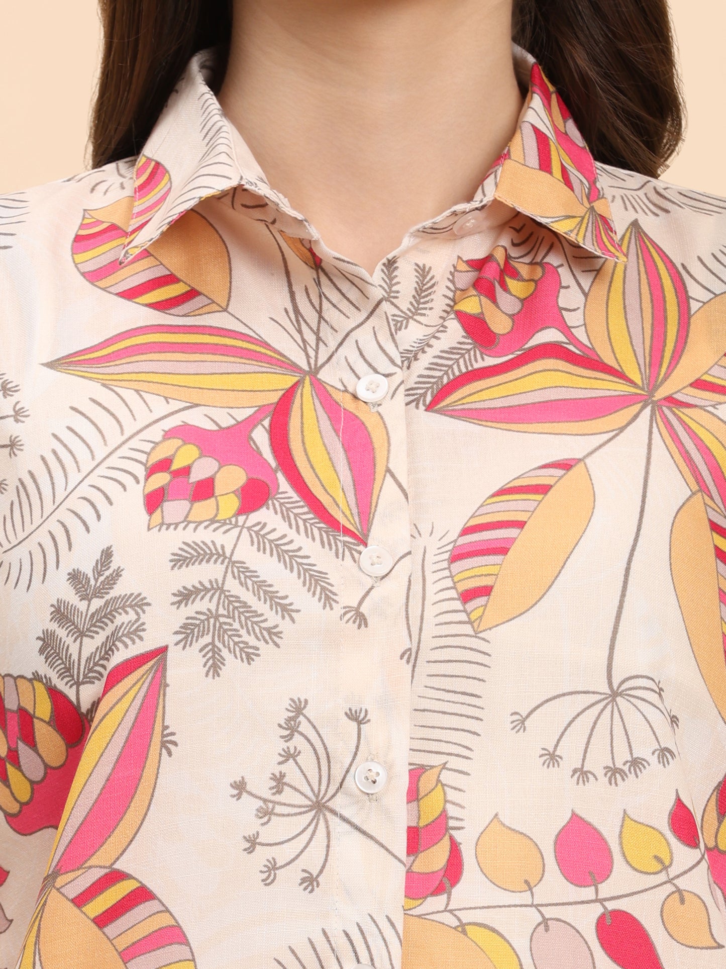 Noia Yellow & Multi Abstract Floral Shirt with Shorts