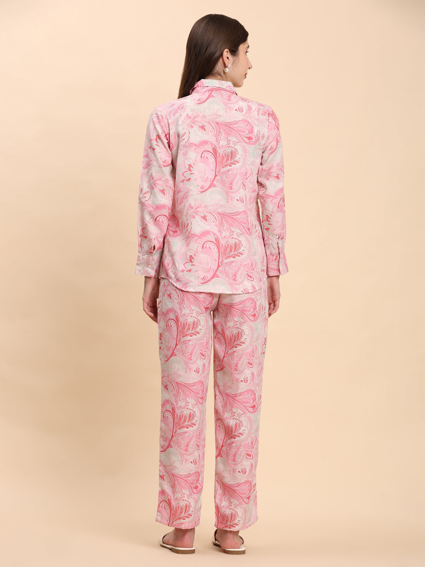 Noia Pink & White Paisley Shirt with Trousers