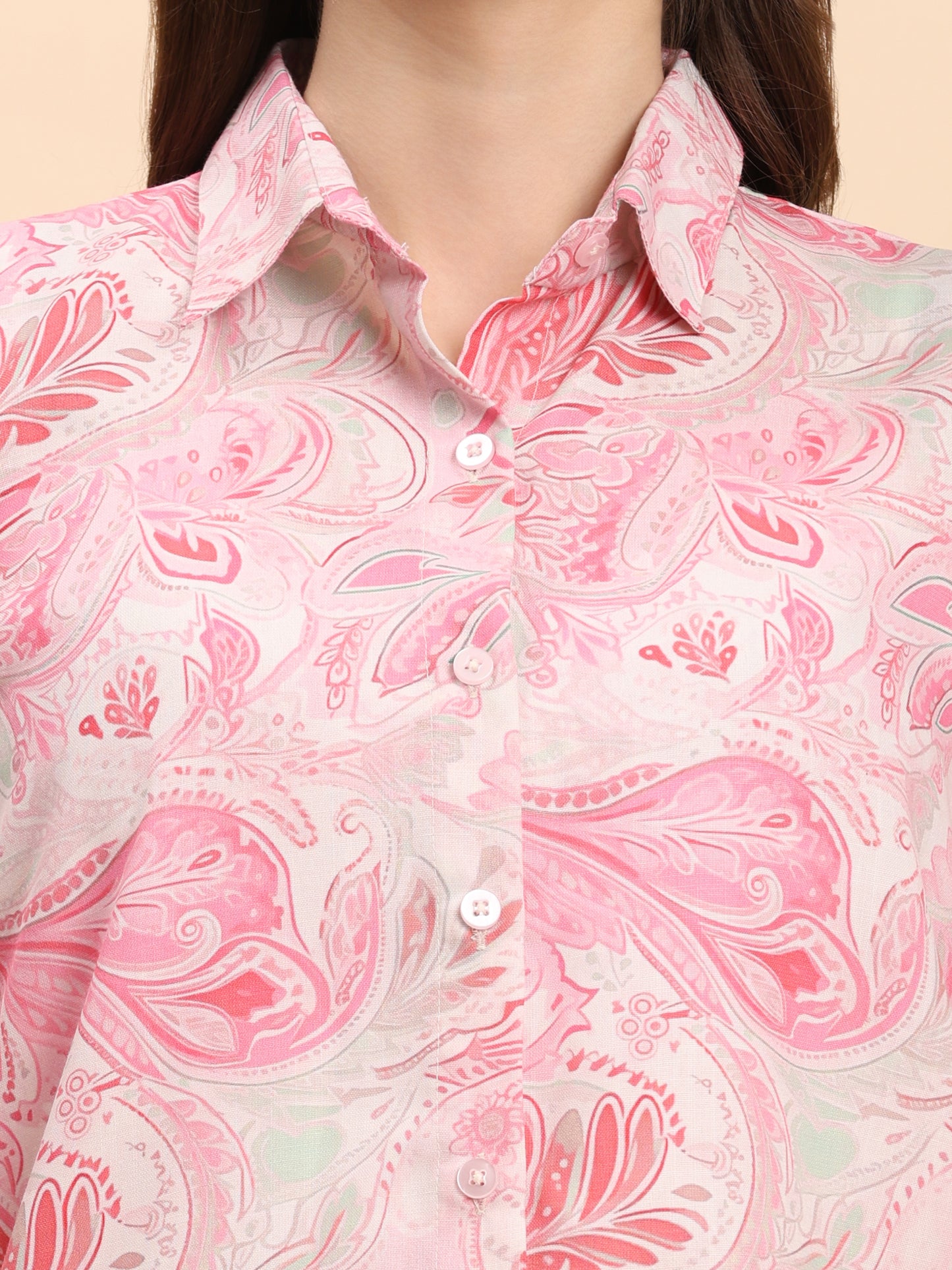 Noia Pink & White Paisley Shirt with Trousers