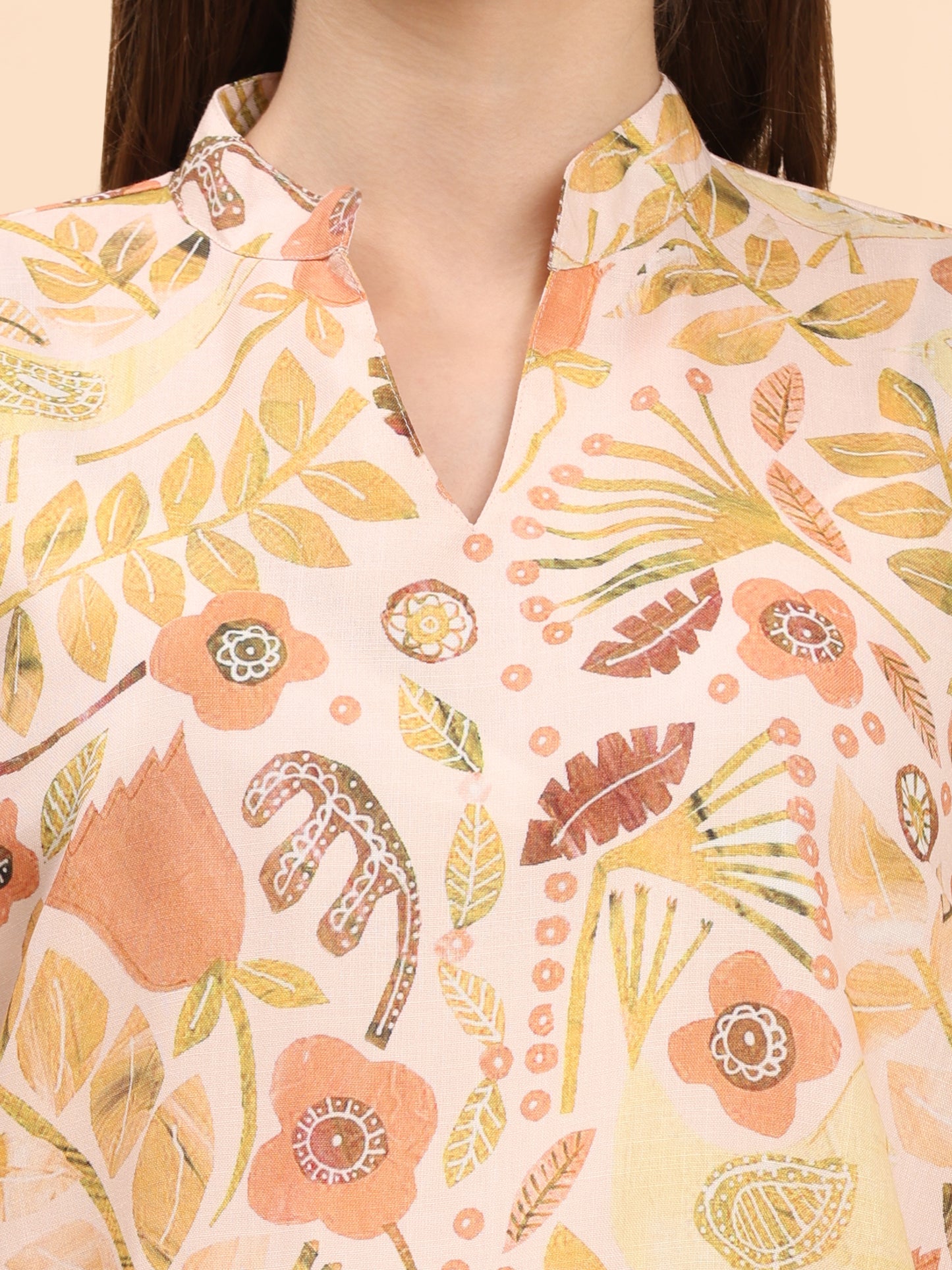 Noia Yellow Multi Abstract Floral Short Sleeve Top with Trousers