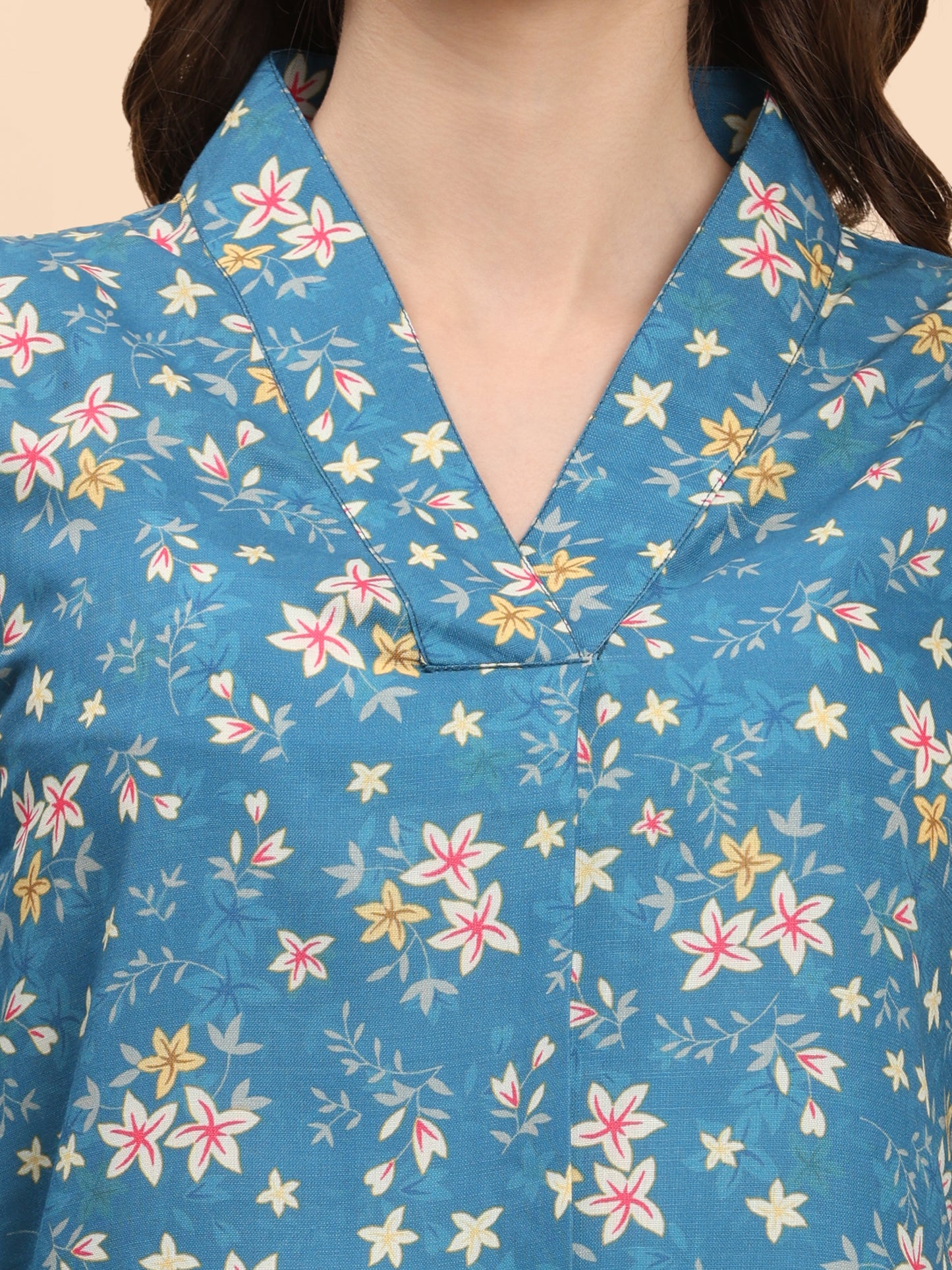 Noia Green & Yellow Floral Ditsy V Necked Top with Trousers