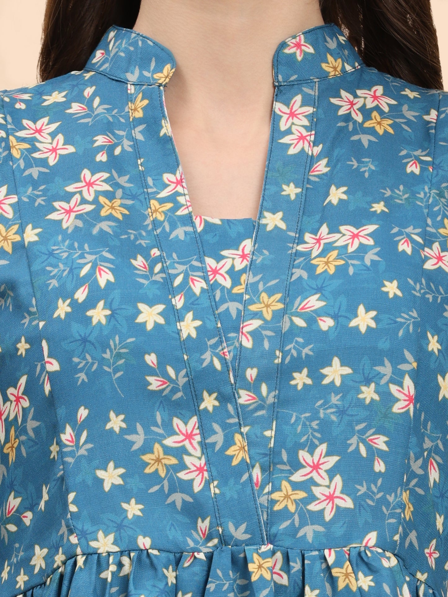 Noia Green & Yellow Floral Ditsy Long Sleeved V-Neck Top with Trousers