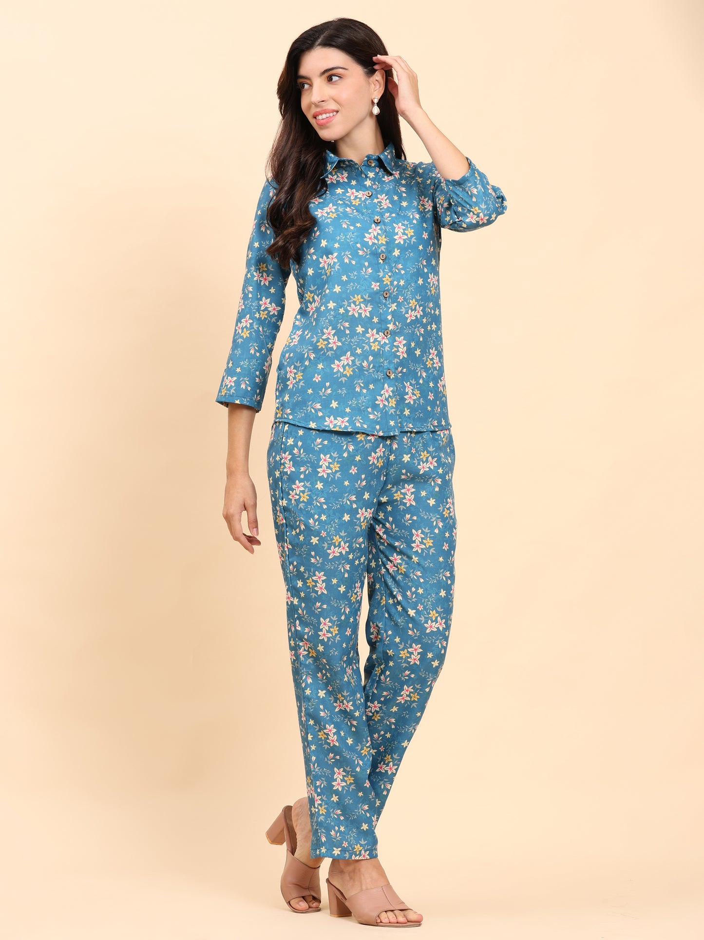 Noia Green & Yellow Floral Ditsy Shirt with Trousers