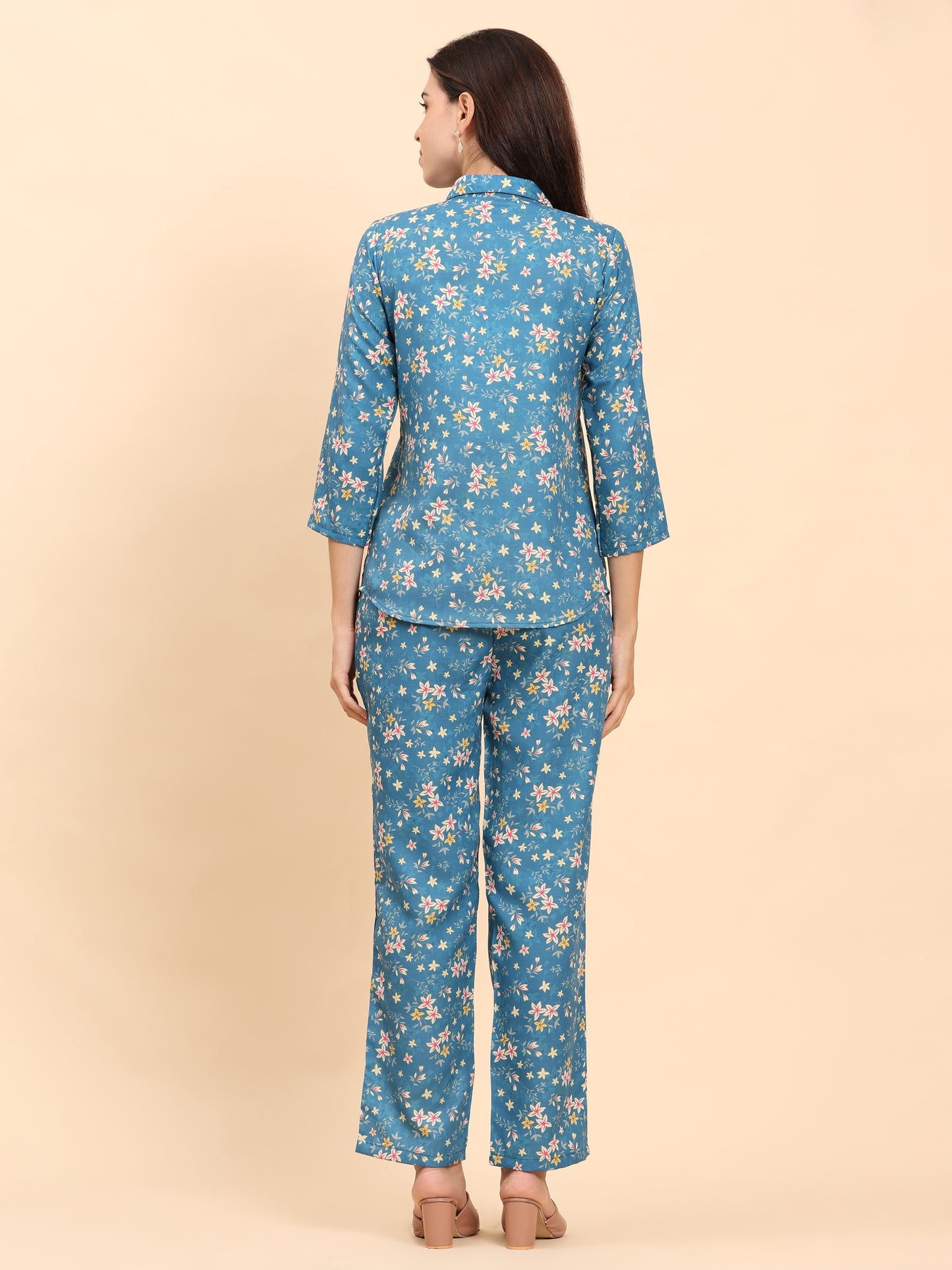 Noia Green & Yellow Floral Ditsy Shirt with Trousers