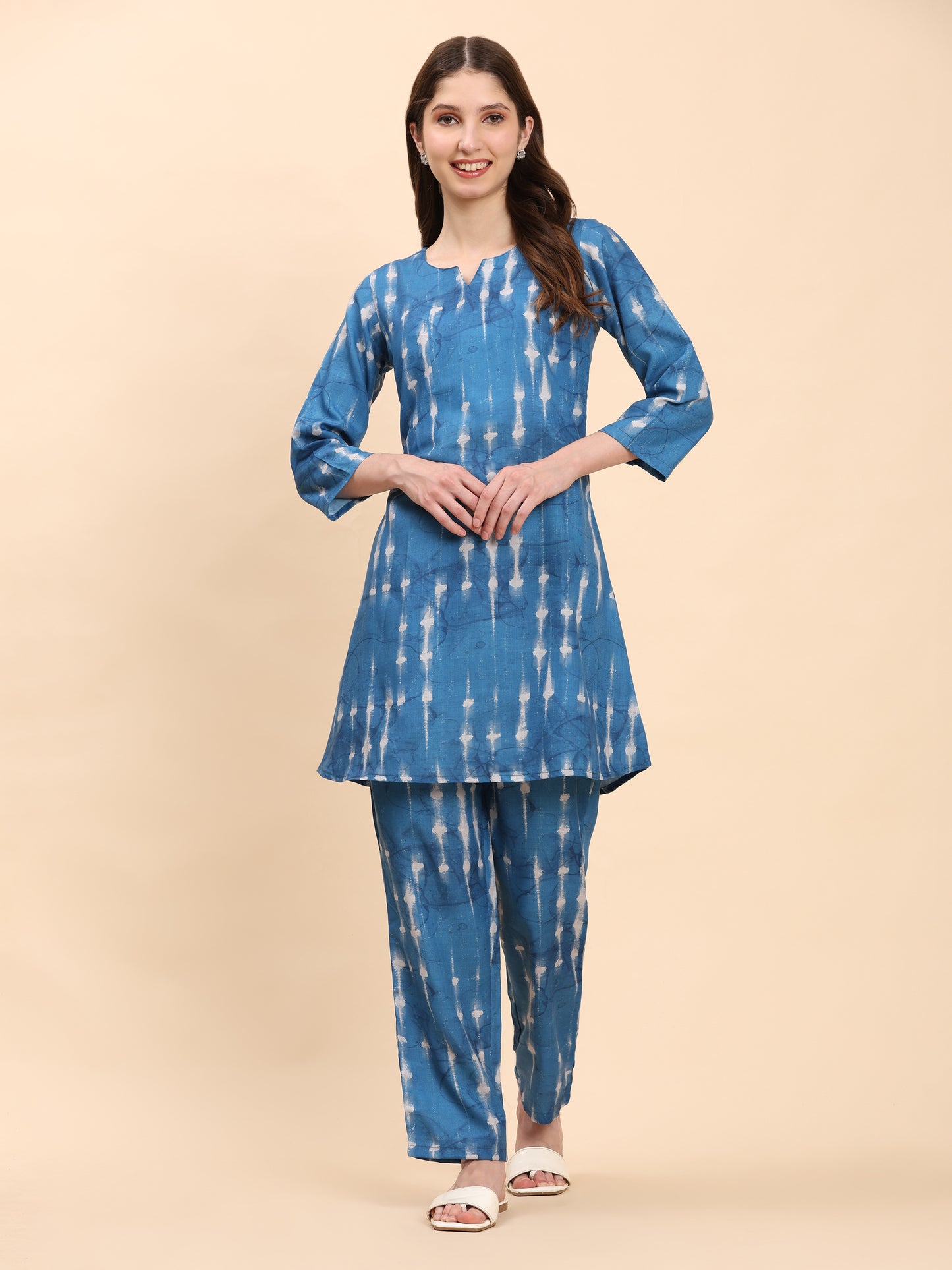 Noia Indigo Round Neck Top with Trousers