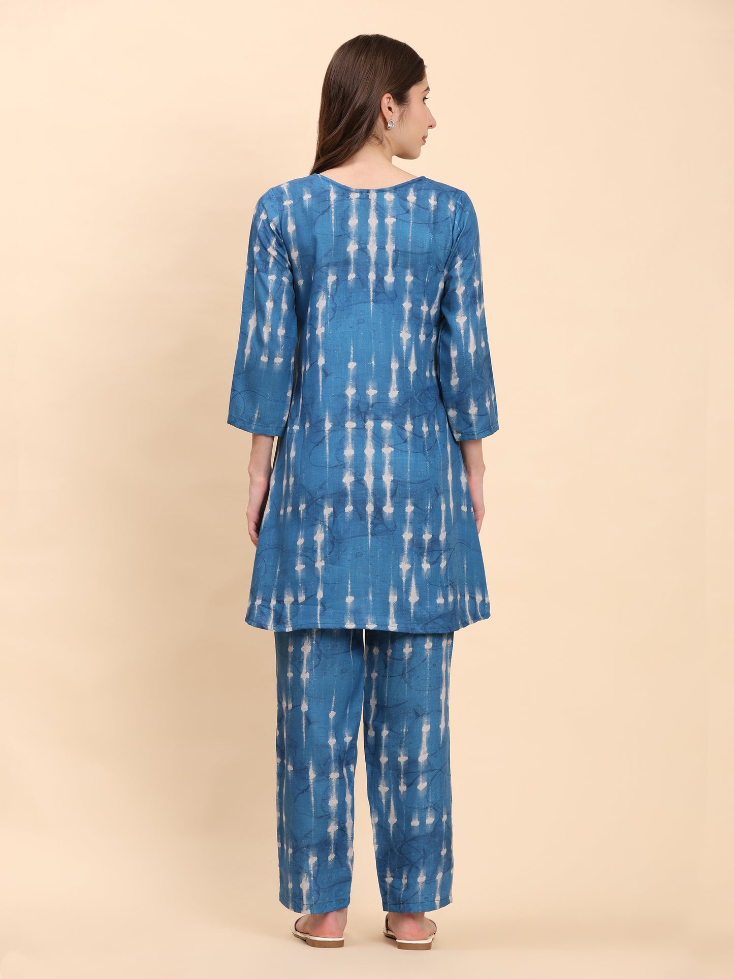 Noia Indigo Round Neck Top with Trousers
