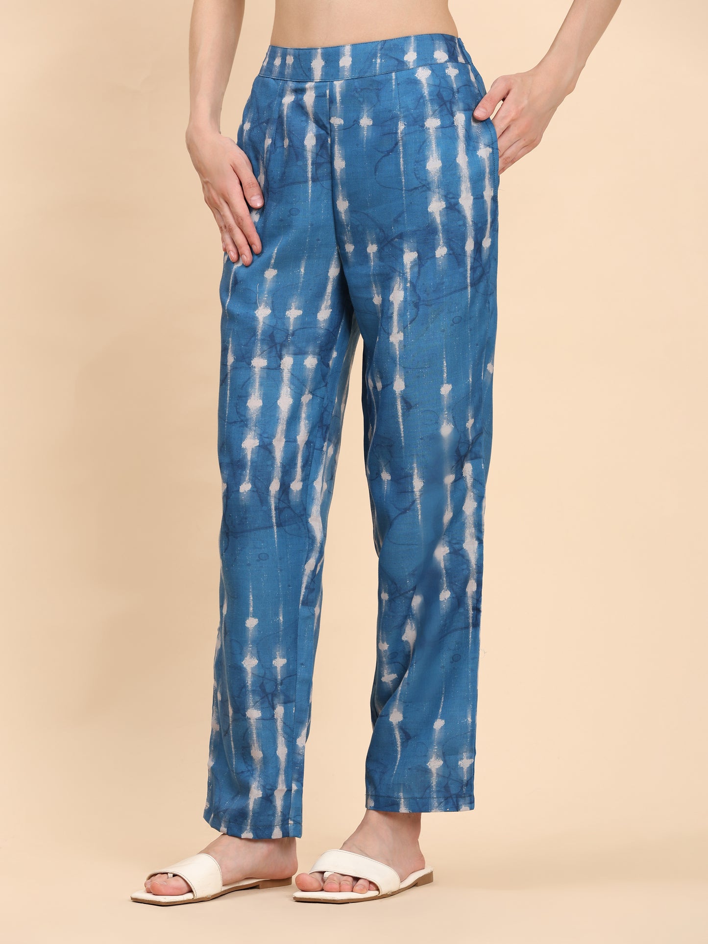 Noia Indigo Round Neck Top with Trousers