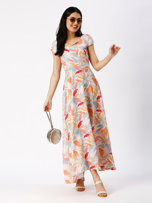Noia Women Abstract Floral Printed A-Line Maxi Dress