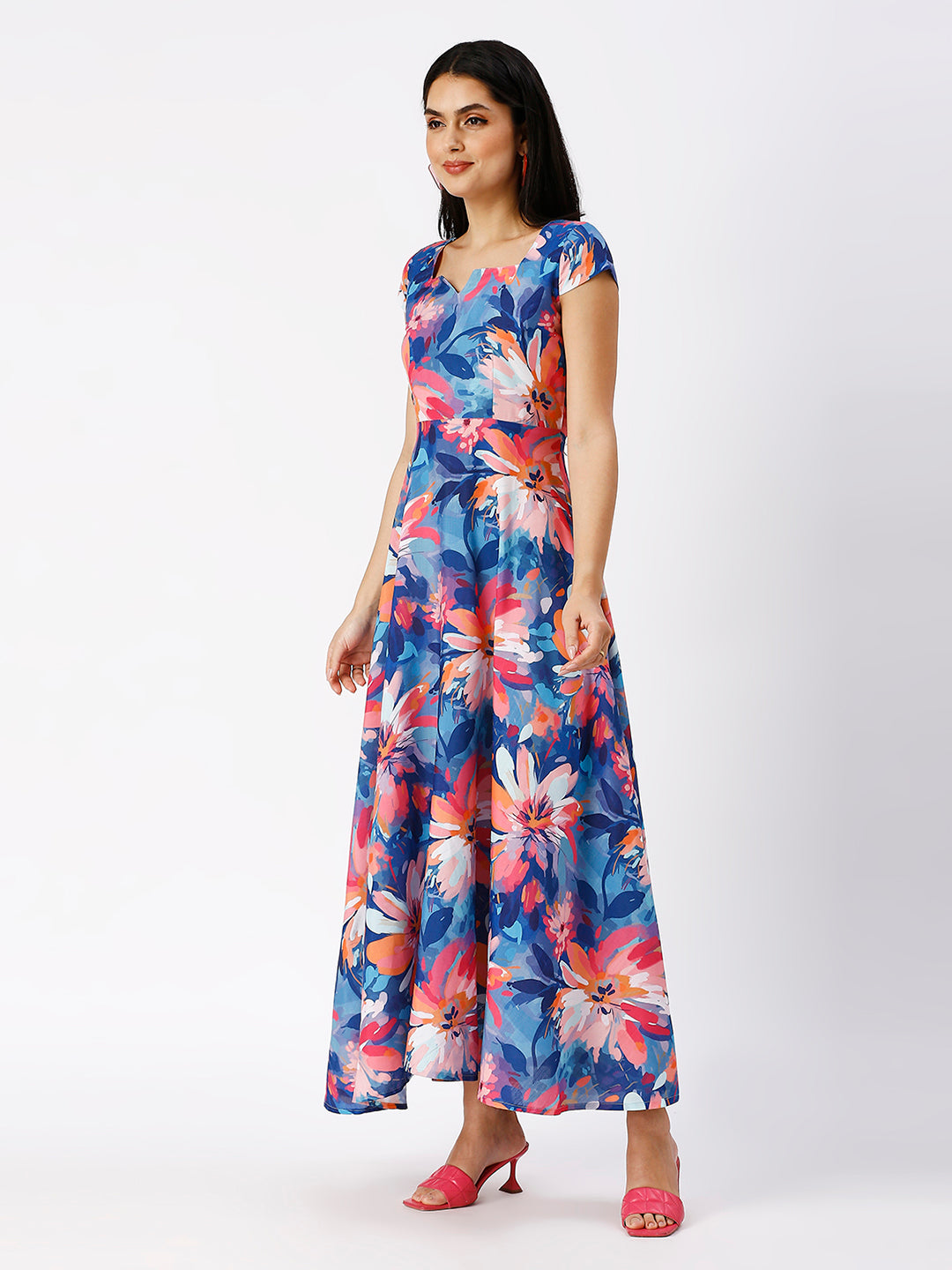 Noia Women Abstract Floral Printed A-Line Maxi Dress