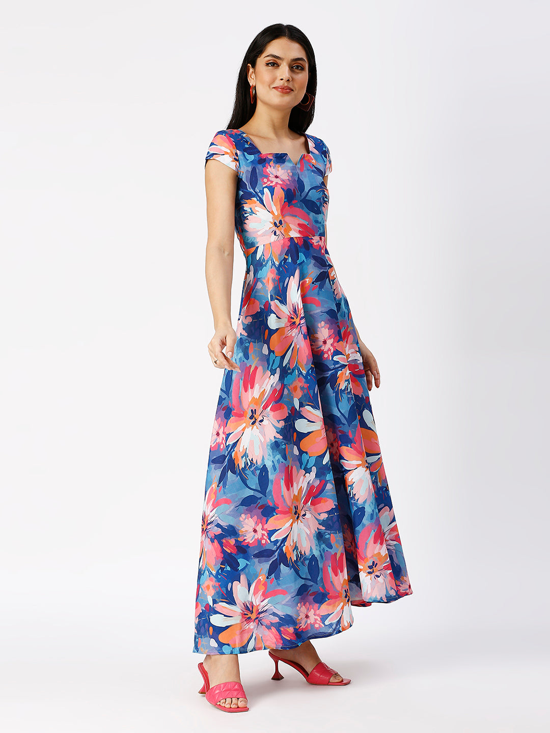 Noia Women Abstract Floral Printed A-Line Maxi Dress