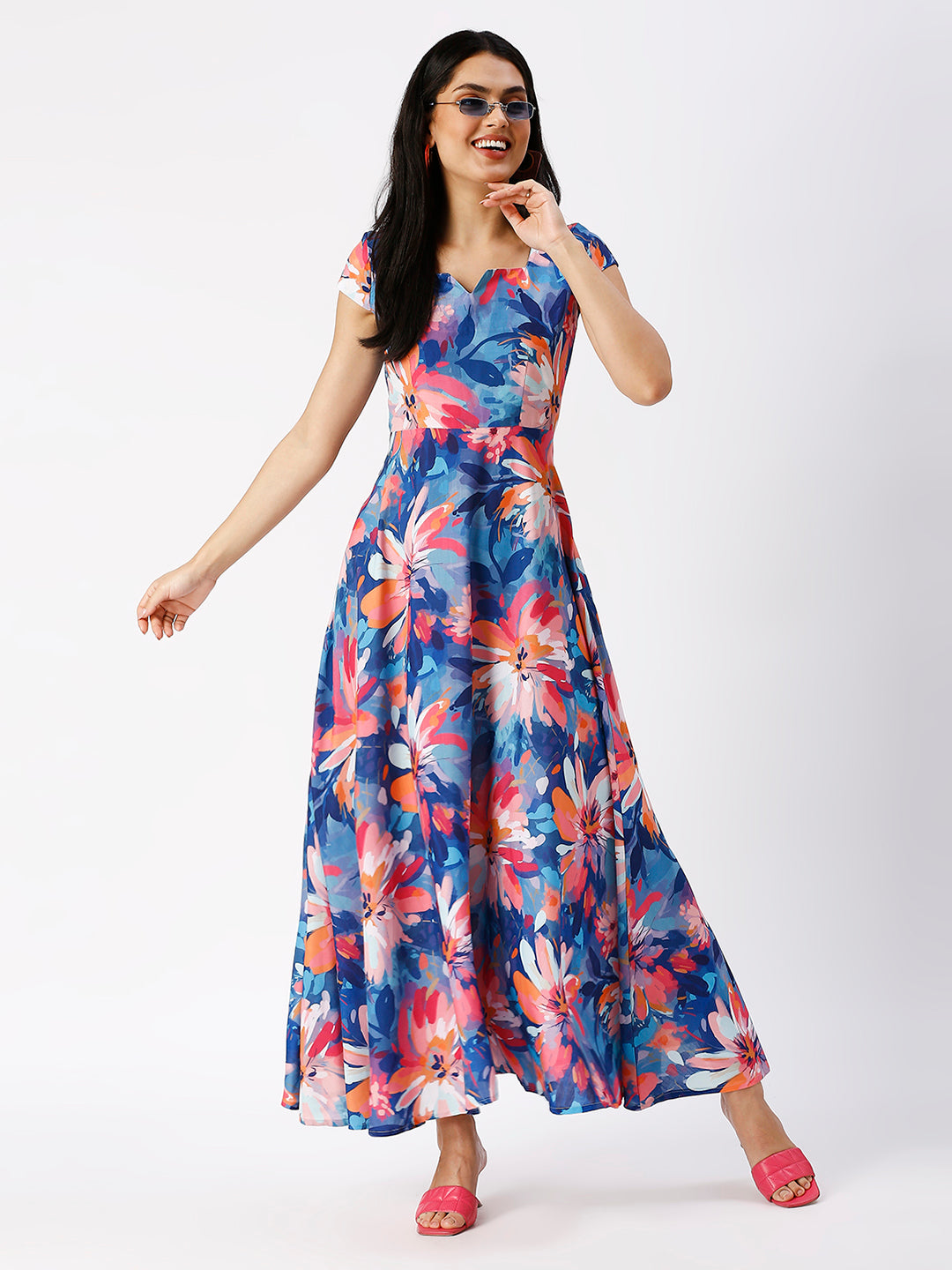 Noia Women Abstract Floral Printed A-Line Maxi Dress