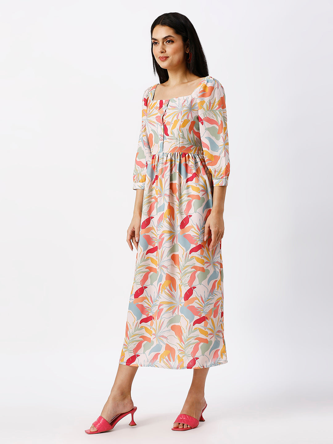 Noia Women Abstract Floral Midi Dress