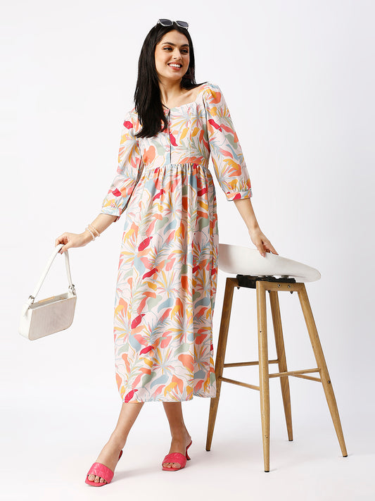 Noia Women Abstract Floral Midi Dress