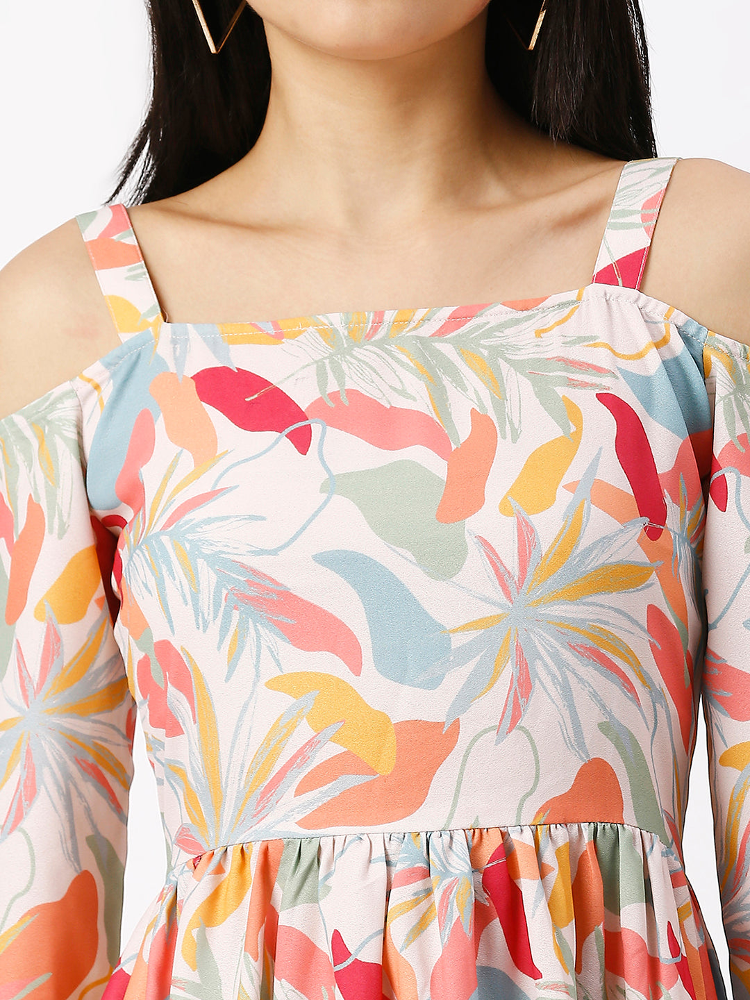 Noia Women Abstract Floral Off-Shoulder Midi Dress