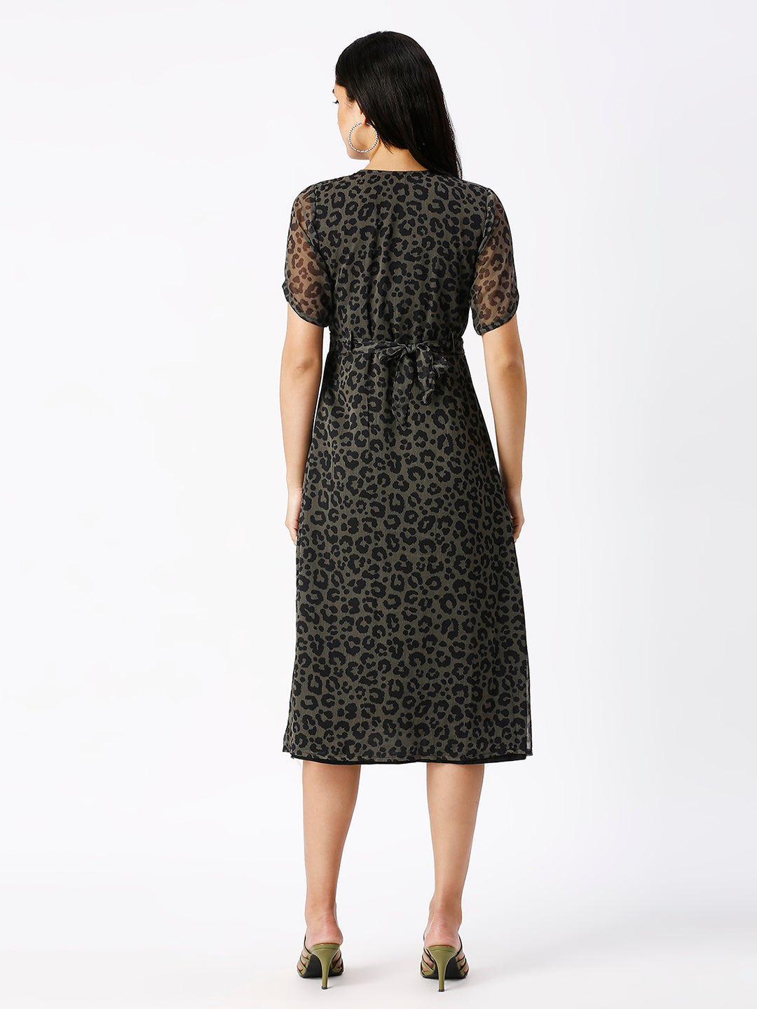 Noia Women Animal Printed V-Neck Midi Dress