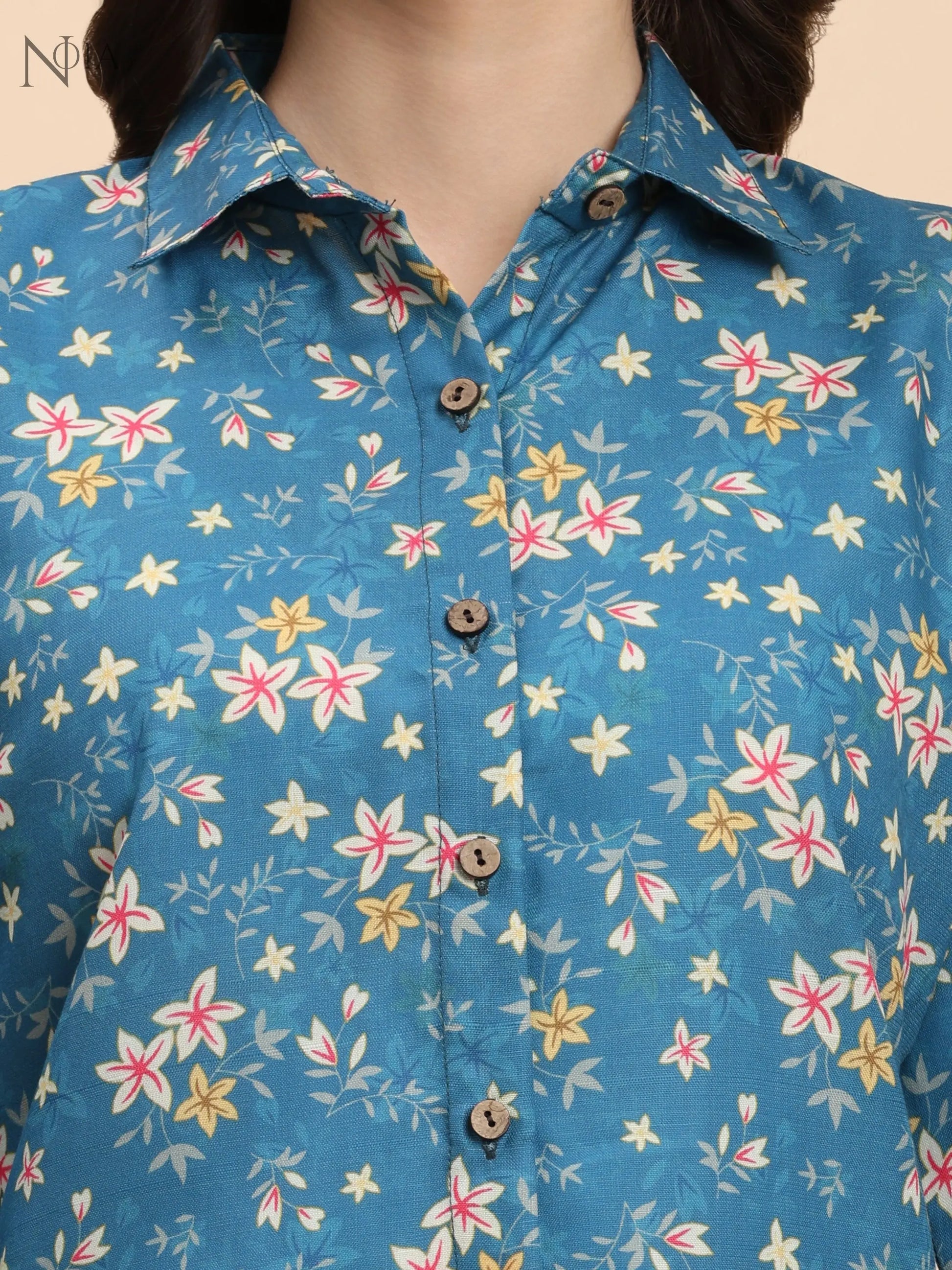 Noia Green & Yellow Floral Ditsy Shirt with Shorts Noia