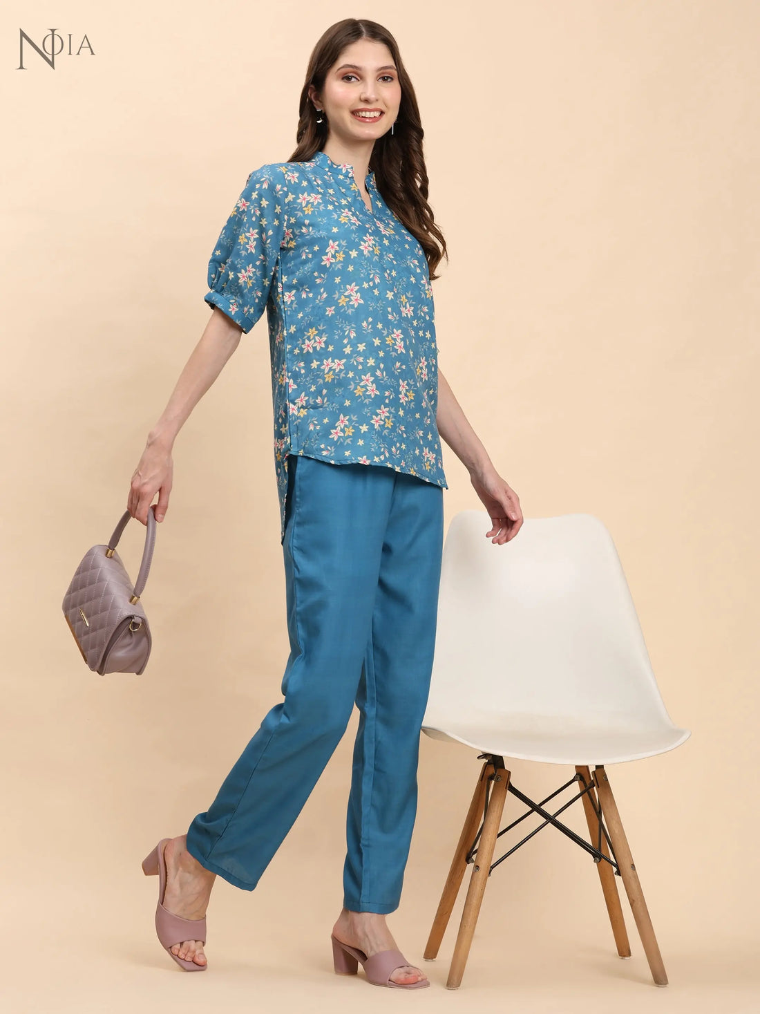 Noia Green & Yellow Floral Ditsy Short Sleeve Top with Trousers Noia