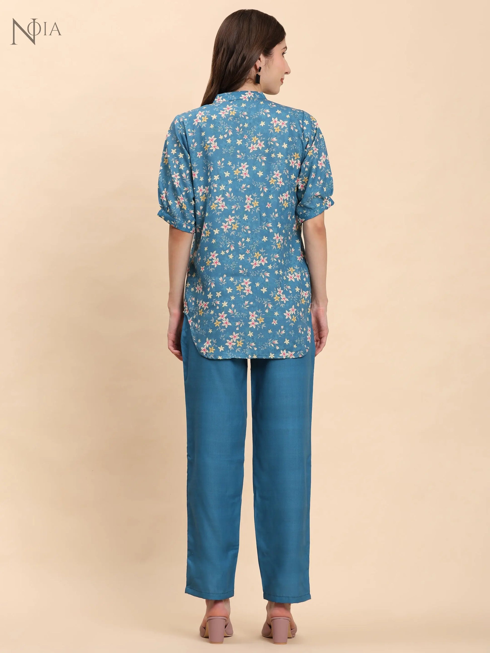 Noia Green & Yellow Floral Ditsy Short Sleeve Top with Trousers Noia