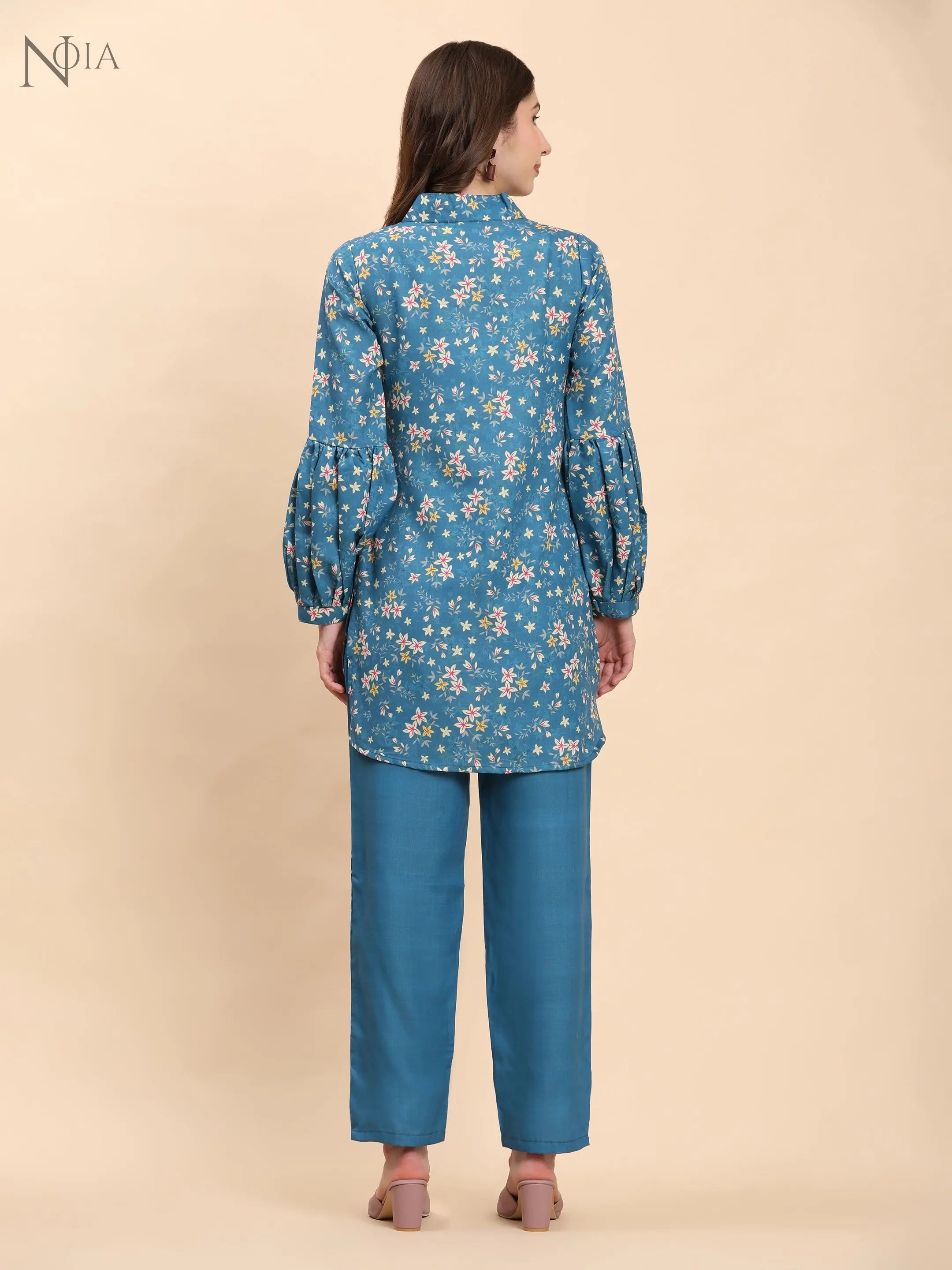 Noia Green & Yellow Floral Ditsy V Necked Top with Trousers Noia