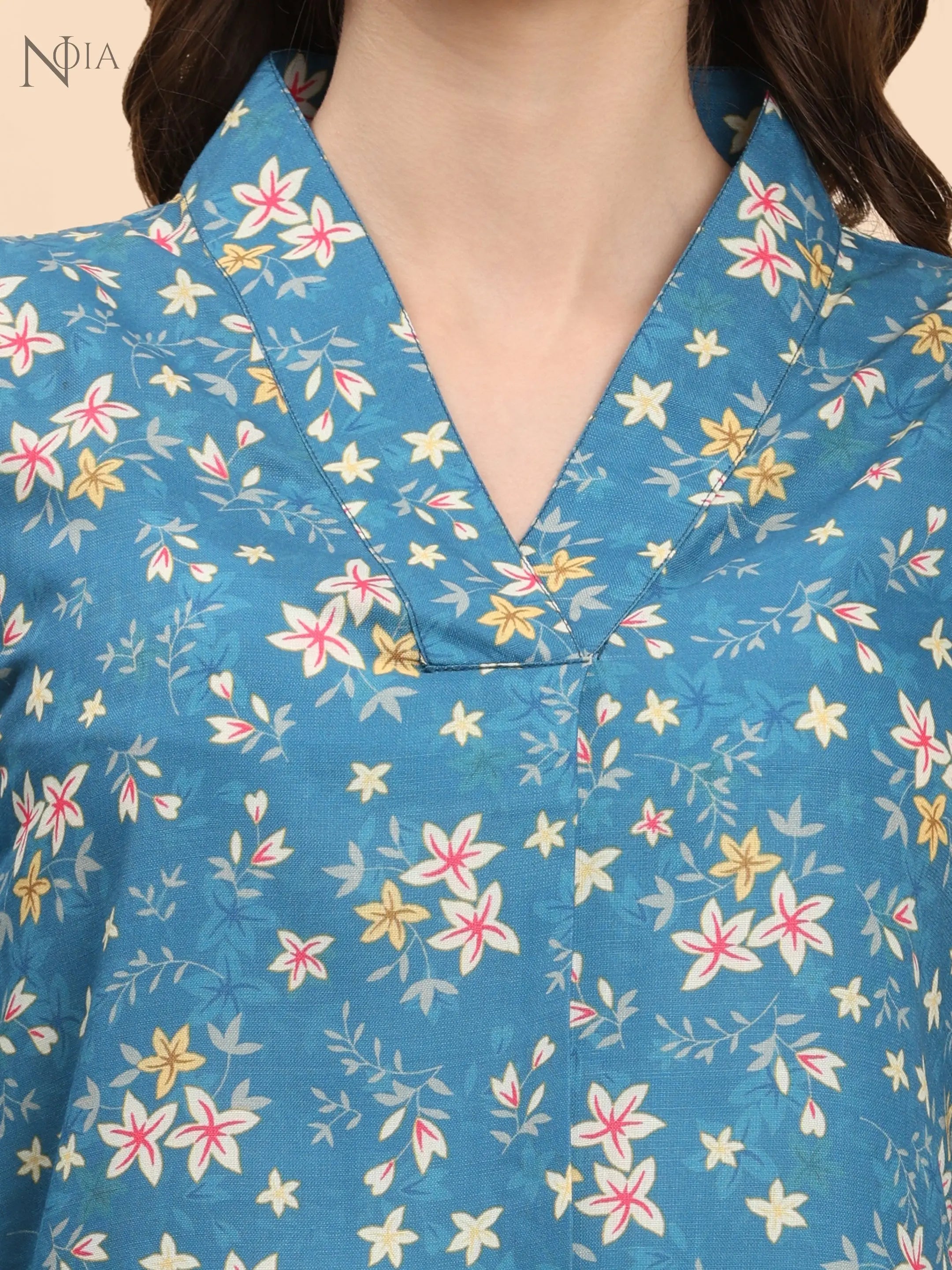 Noia Green & Yellow Floral Ditsy V Necked Top with Trousers Noia