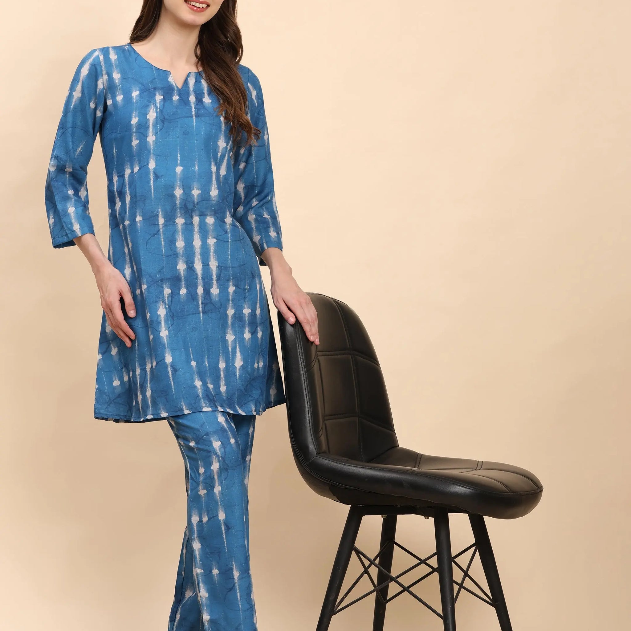 Noia Indigo Shibori Print Top with Trousers – Women’s Co-Ord Set Noia