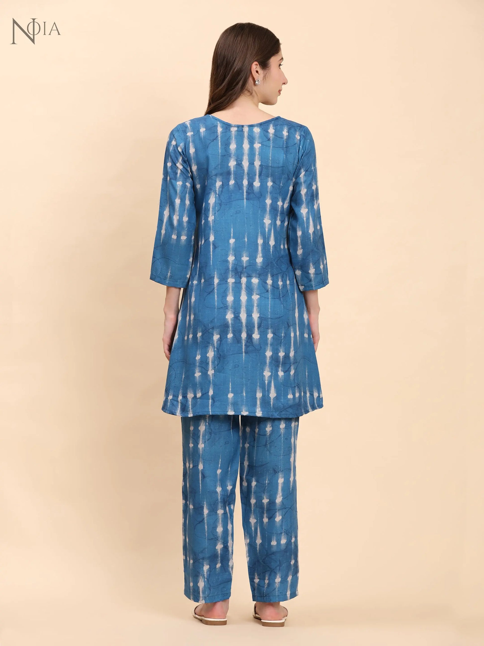 Noia Indigo Shibori Print Top with Trousers – Women’s Co-Ord Set Noia