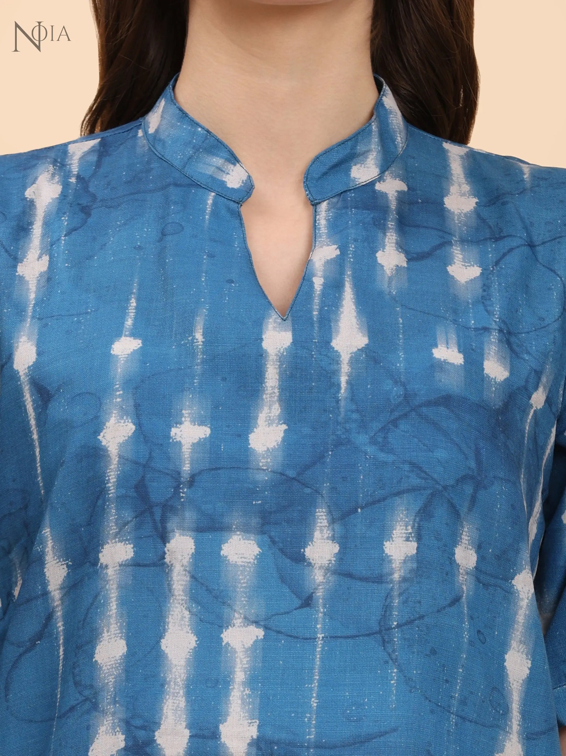 Noia Indigo Short Sleeve Top with Trousers Noia