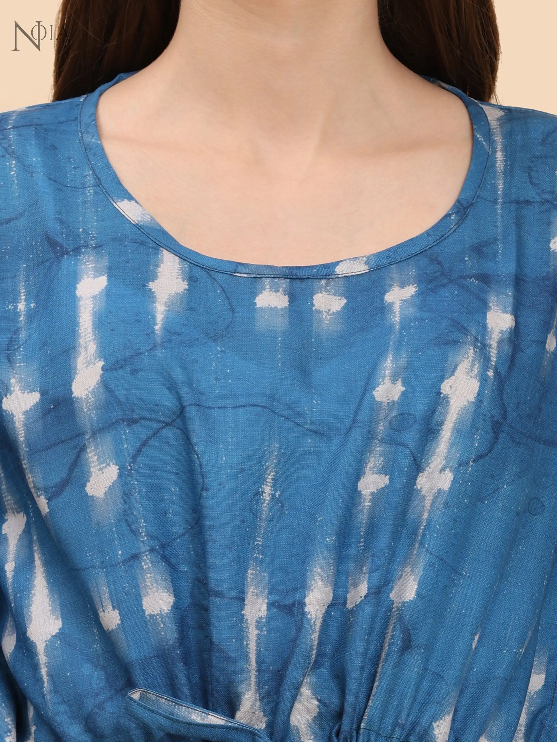 Noia Indigo & White Shibori Kaftan Top with Trousers – Women’s Co-Ord Set Noia