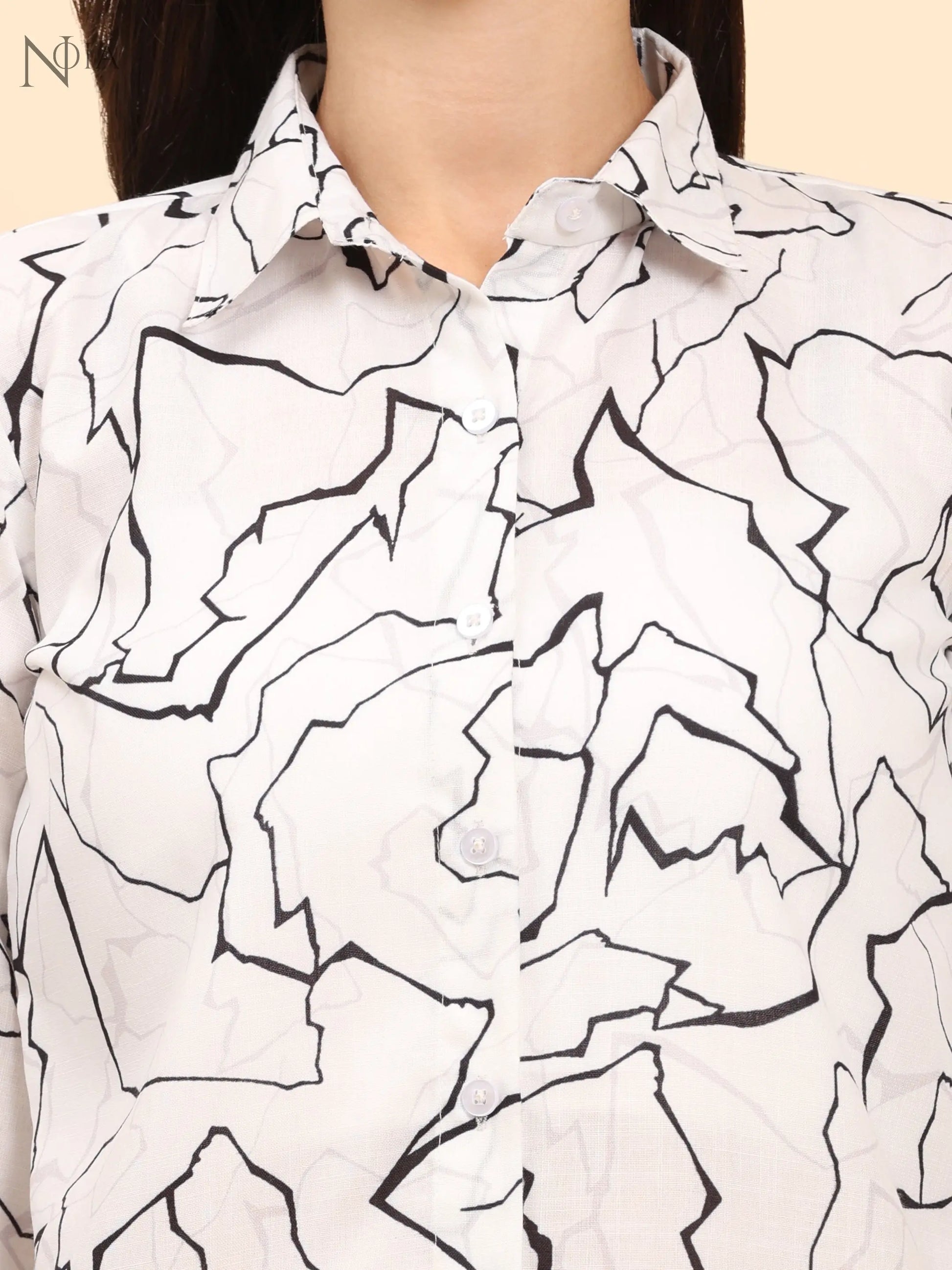 Noia White & Black Abstract Shirt with Shorts Noia