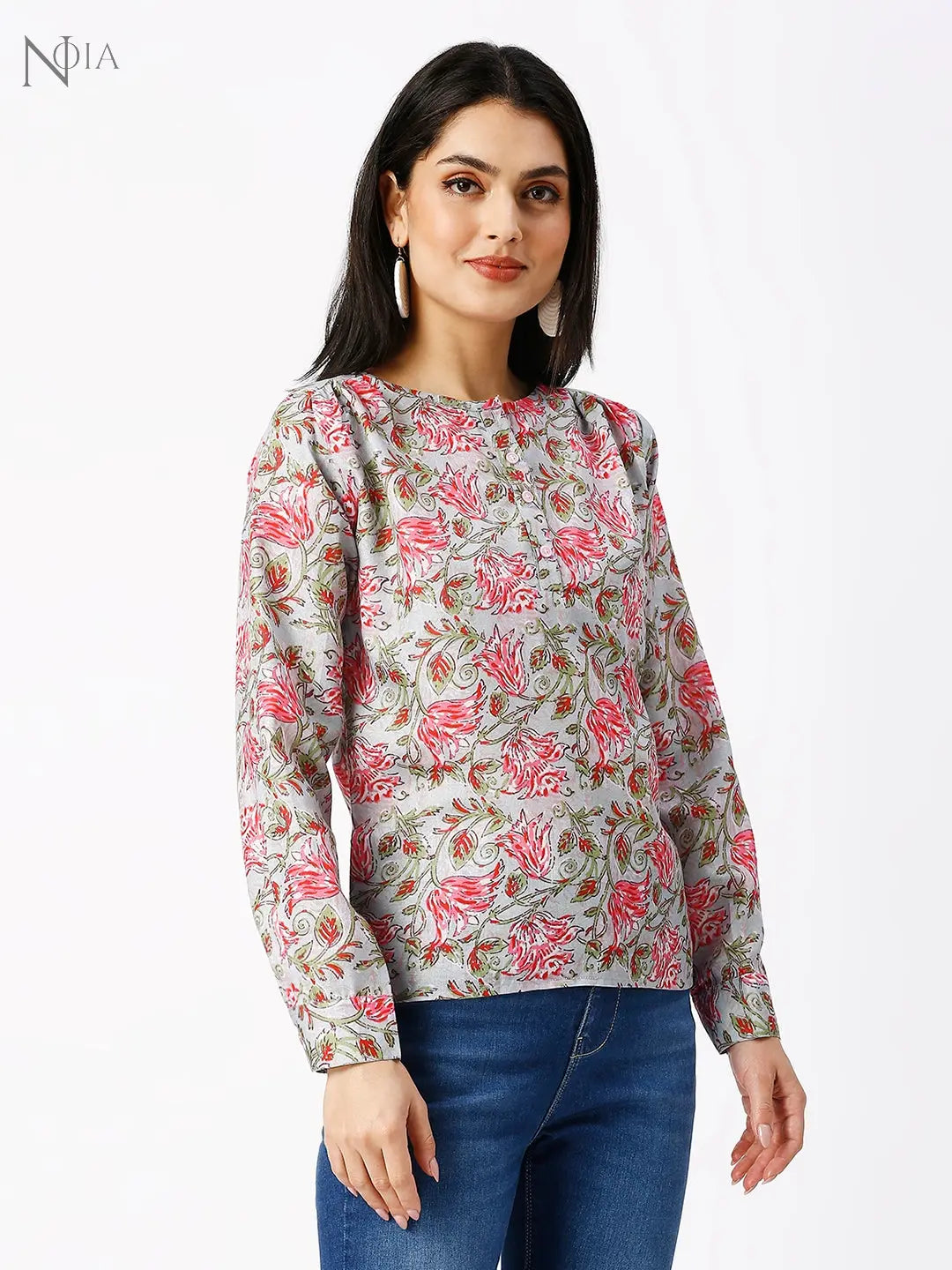Noia Women Ajrak Printed Regular Top Noia