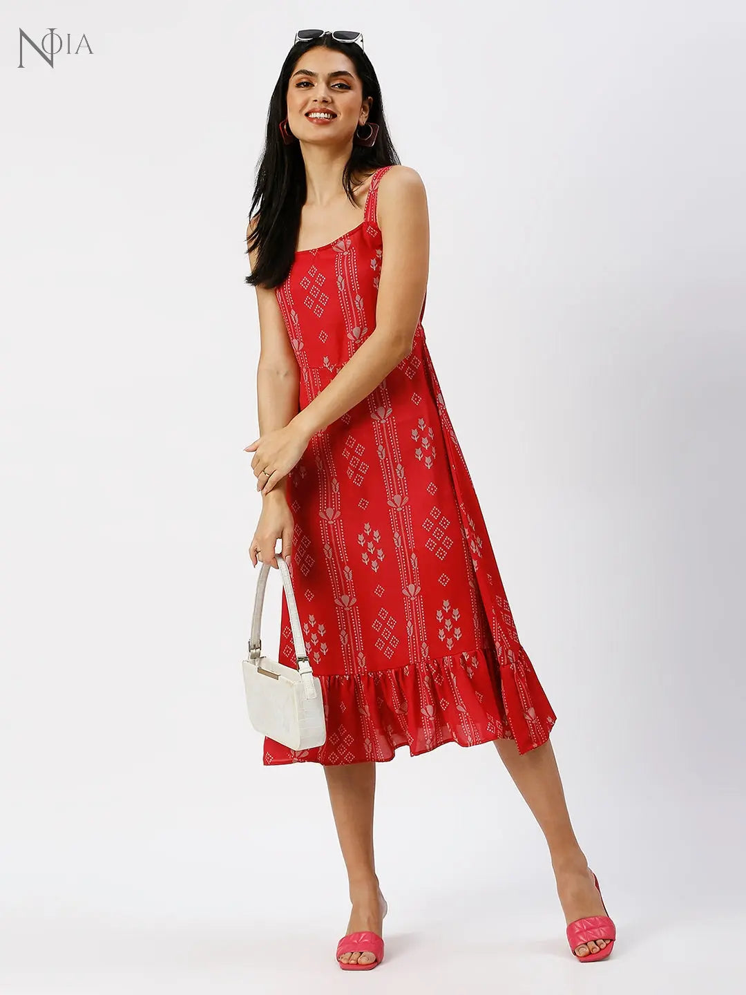 Noia Women Bandhani Printed Sleeveless Dress Noia
