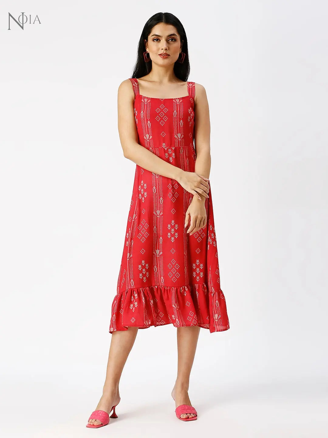 Noia Women Bandhani Printed Sleeveless Dress Noia