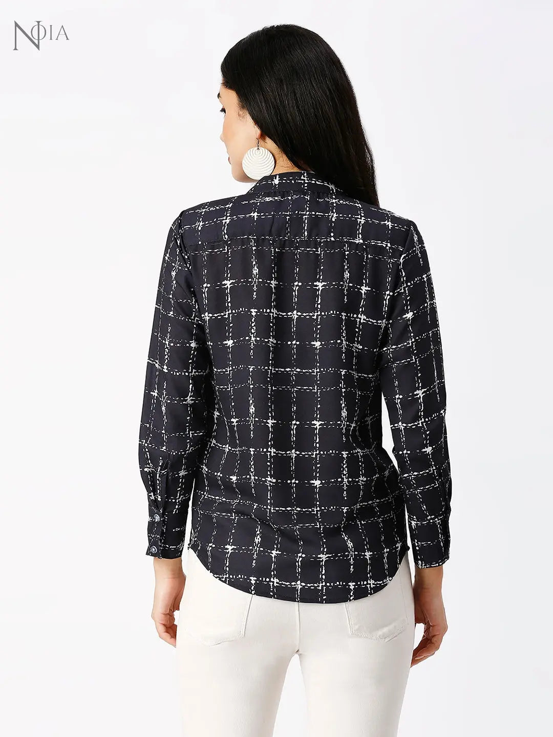 Noia Women Black and White Checkered Shirt Noia