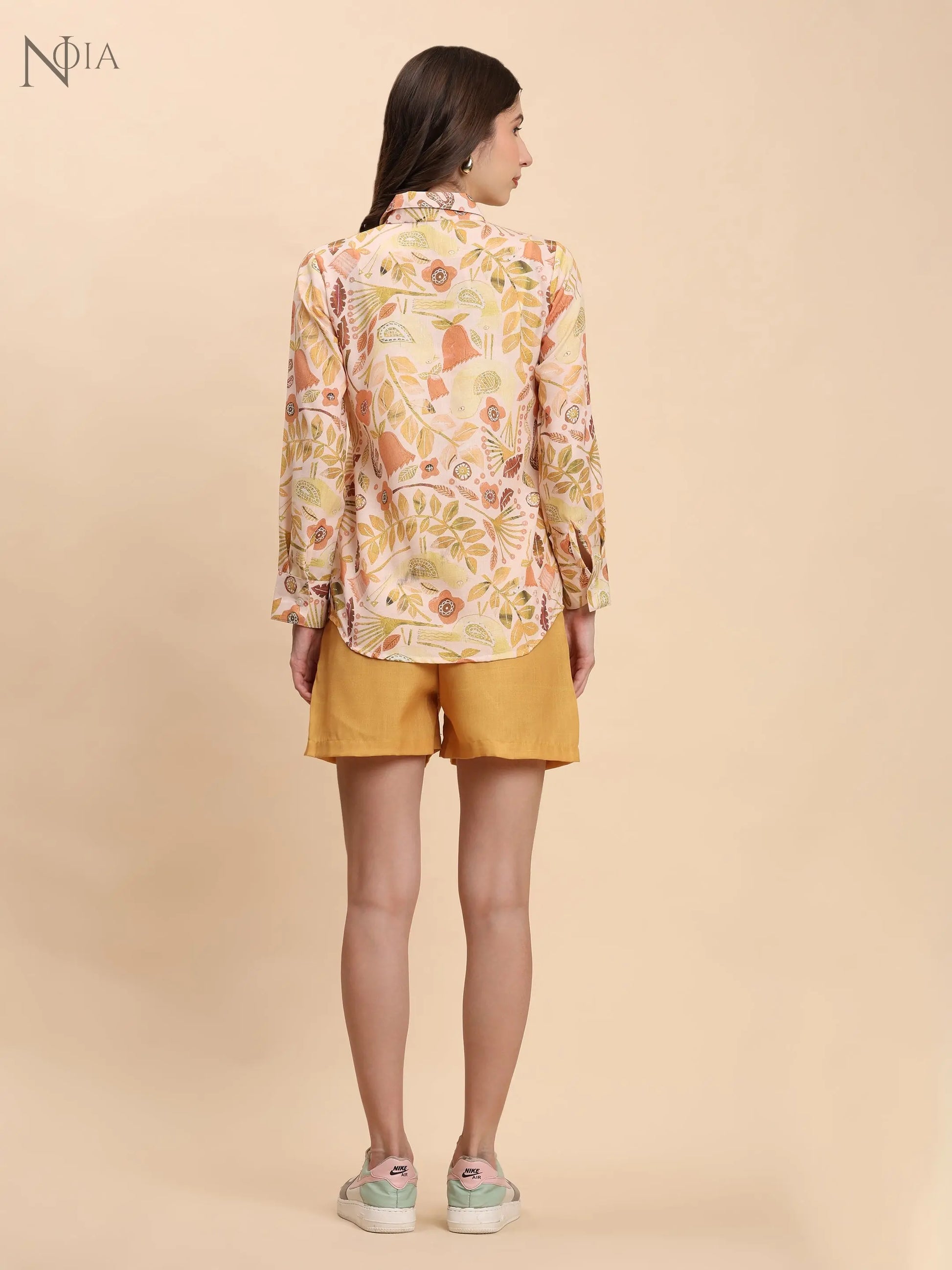 Noia Yellow Multi Abstract Floral Shirt with Shorts Noia