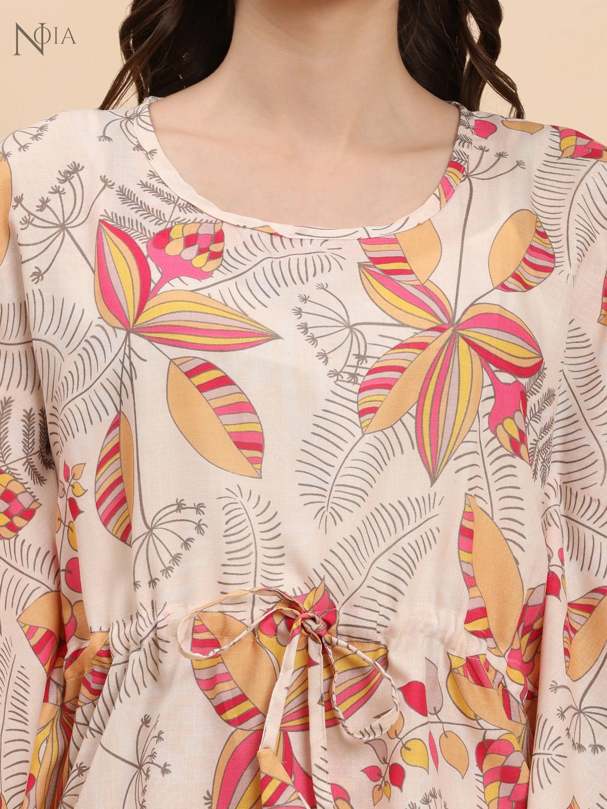 Yellow Abstract Kaftan Set – Cotton Blend | Noia Noia