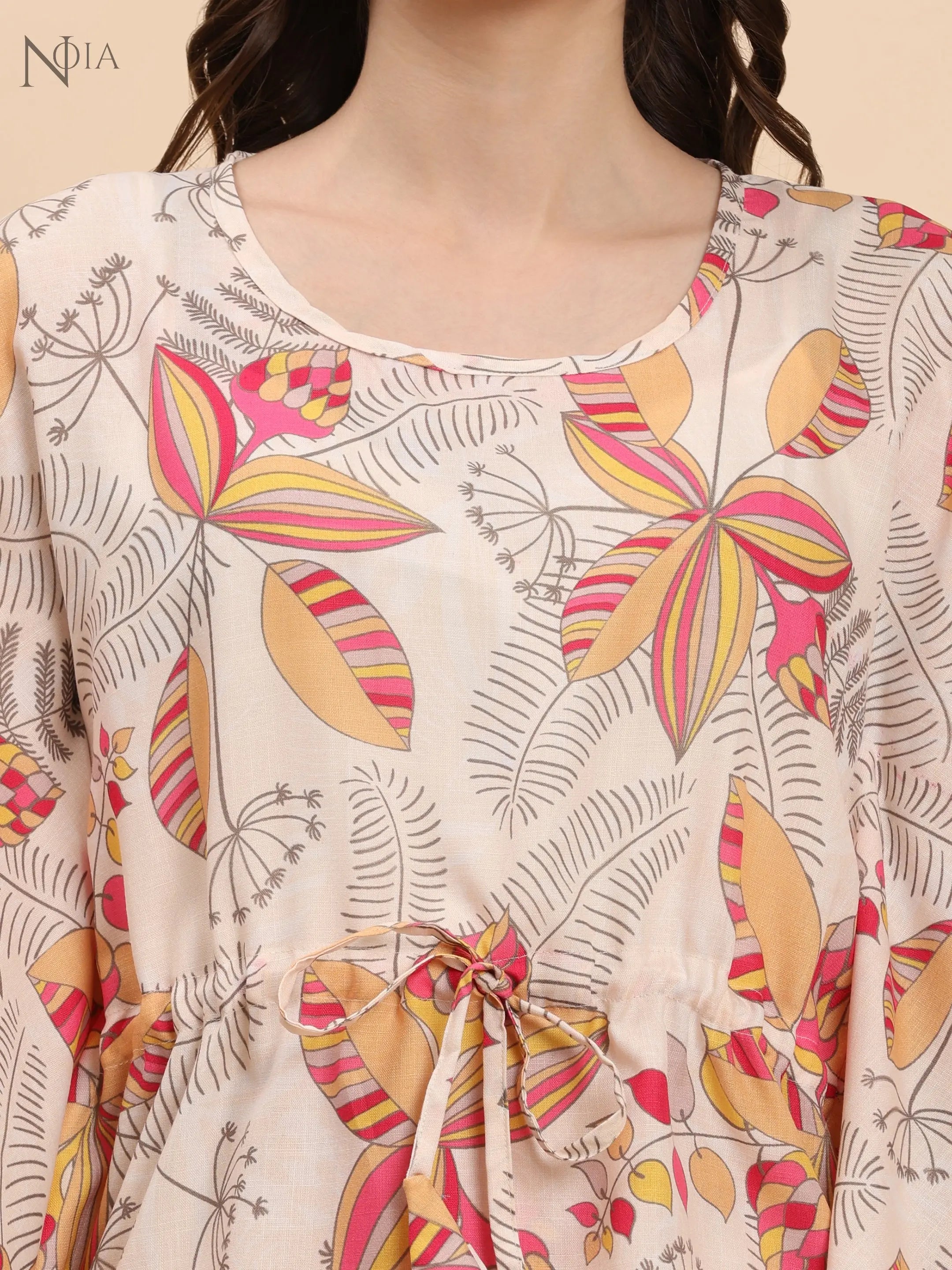 Yellow Abstract Kaftan Set – Cotton Blend | Noia Noia